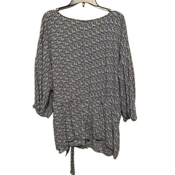 Talbots Floral Paisley Wrap Tie Top Womens Size 3X Blue White 3/4  Sleeve Flowy - Picture 3 of 8